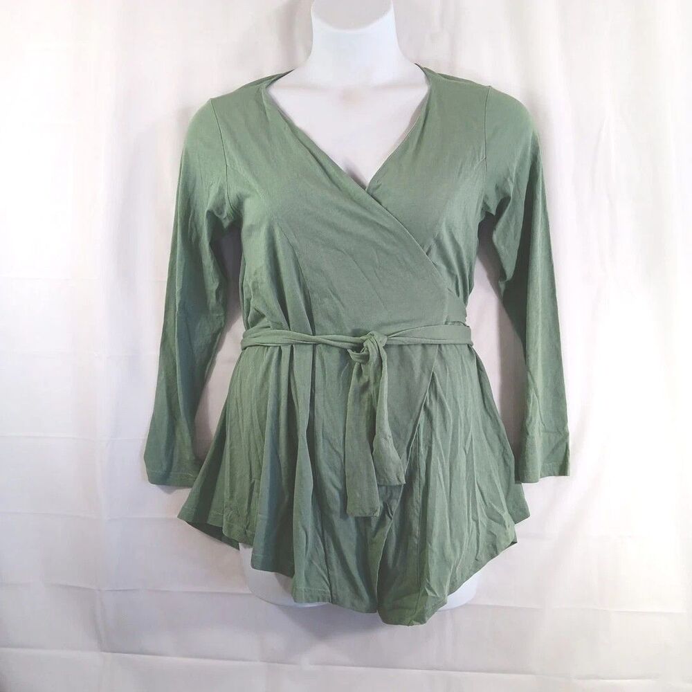 Lunn True Wrap Shirt Women's Size No Size Tag 100% Cotton Pit To Pit 19 Inches *